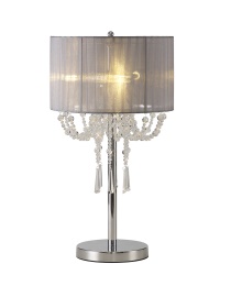 Freida Polished Chrome-Grey Crystal Table Lamps Diyas Shaded Table Lamps Freida Polished Chrome-Grey Crystal Table Lamps Diyas Shaded Table Lamps